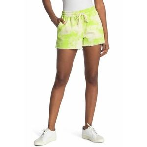 Nordstrom Abound Green Tie Dye Shorts Frayed Denim Tie Waist High Rise 90s Sz M